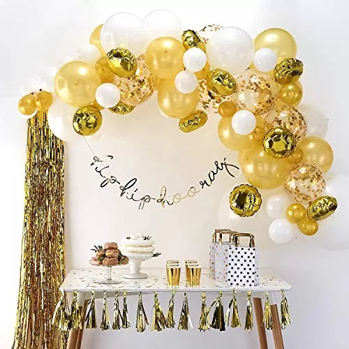 Number 37 Gold Foil Balloon and 50 Nos Gold Color Latex Balloon Combo, 3 image
