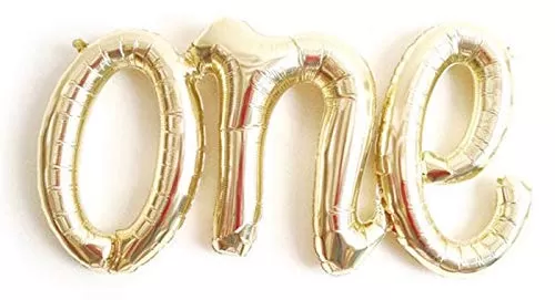 ONE Alphabet Foil Balloons 1st Brthday Decoration for Boys - Golden, 6 image