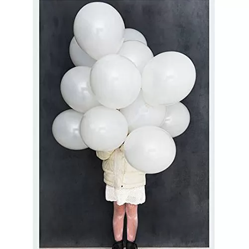 White Metallic Balloons for Brthday Decoration (10 Inch) - Pack Of 50, 4 image