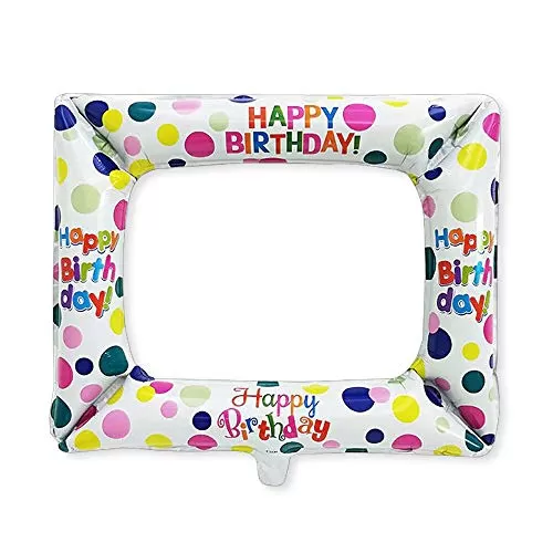 Photo Booth Props for Brthday Party Selfie Frame for Brthday Party Balloon Photo Frame Balloon for Brthday Decoration Happy Brthday Foil Balloons - White, 3 image