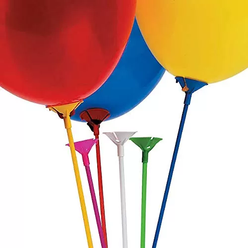 3A Premium Quality Plastic Balloons Stick Holder with Cup for Brthday/Party Decoration Balloon Bouquet (50pc Multicolor), 3 image