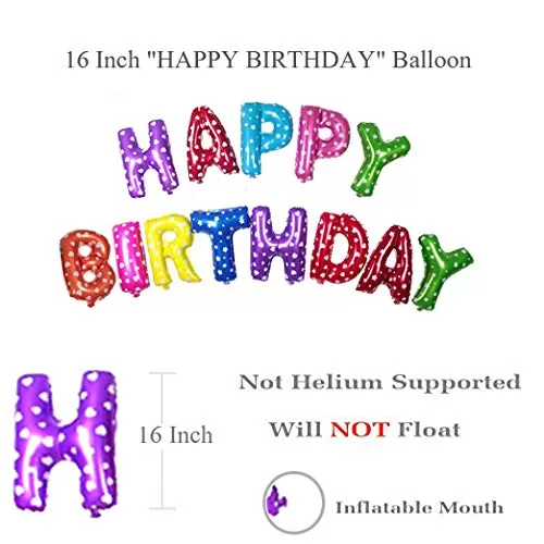 (16 Inch) Happy Brthday Letter Foil Balloon Brthday Party Supplies Happy Brthday Balloons for Party Decoration - Multicolour (Star), 5 image