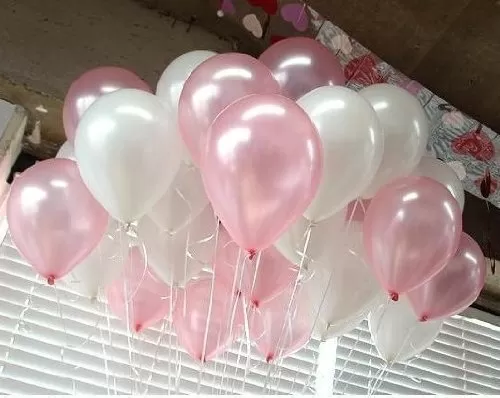10 Inch (Pack of 50) Metallic Balloons White & Light Pink for Brthday Decoration Decoration for Weddings Engagement Small Shower 1st Brthday Anniversary Party Theme Party Office Party, 2 image
