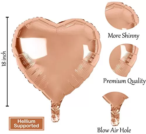 (Pack of 10) 18 Inch Rose Gold hert Shaped Balloons / hert Shape Balloons for Decoration - Rose Gold, 2 image