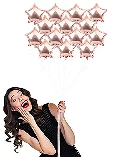 (Pack of 25) 9 Inch Star Shaped Balloons / Star Shape Balloons for Decoration - Rose Gold, 3 image