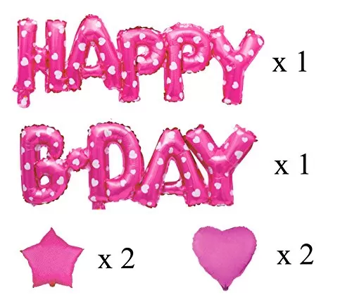 (10 inch) Happy Brthday Foil Balloons / Happy B-Day Balloons for Brthday Decoration / Brthday Party Supplies Combo - Pink, 3 image