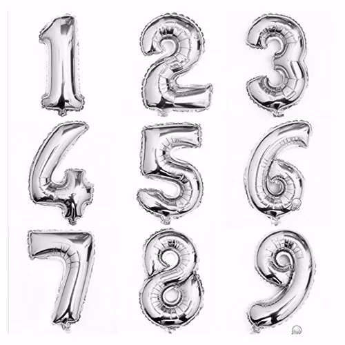 28" Inch 5 (Five) Number Foil Toy Balloon - Silver, 4 image