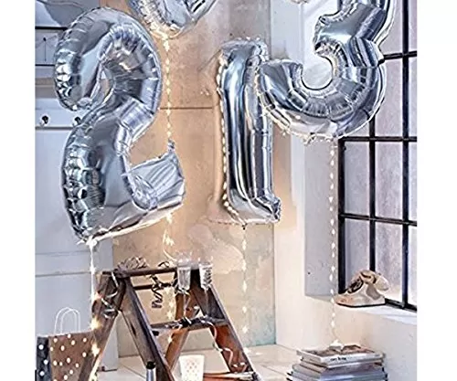 Number 2 Party Supplies/Theme Brthday Party Foil Balloons (Silver 17-Inch Length), 5 image