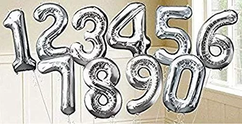 28" Inch 3 (Three) Number Foil Toy Balloon - Silver, 2 image