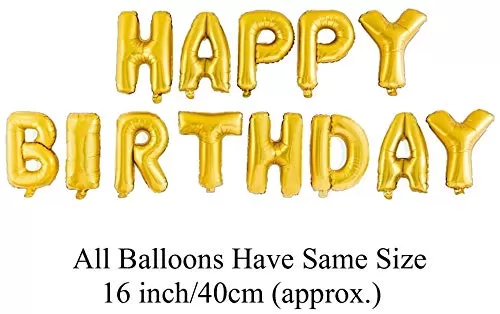 (16 Inch) Happy Brthday Letter Foil Balloon Brthday Party Supplies Happy Brthday Balloons for Party Decoration - Gold Golden, 2 image