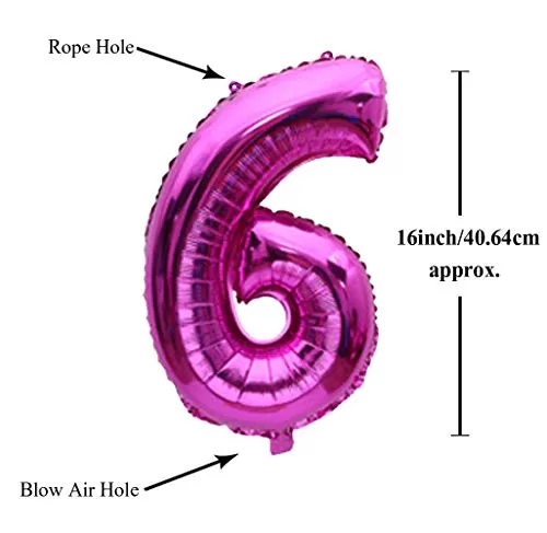 Number 6 Balloon Number 6 foil Balloon Six Number Balloon for Brthday Party Decoration Engagement Anniversary Party Decoration - Pink, 3 image