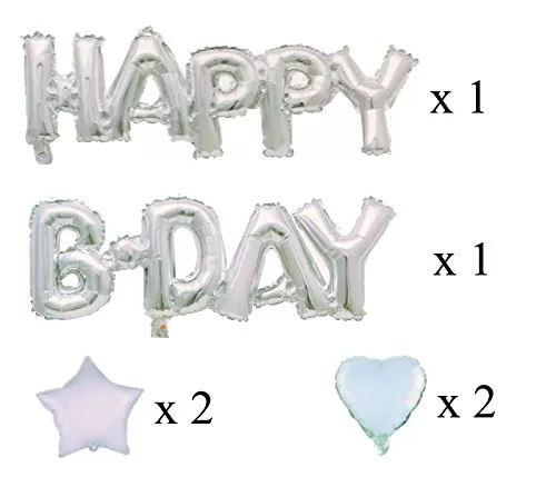 (10 inch) Happy Brthday Foil Balloons / Happy B-Day Balloons for Brthday Decoration / Brthday Party Supplies Combo - Silver, 3 image