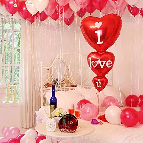 I Love u Foil Balloon for Valentine Balloon / Anniversary / Marriage Party Decoration - Red, 5 image