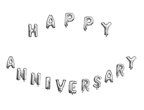 Happy Anniversary Letter Foil Balloon/ Anniversary Party Decoration Items ( 16 Letters) - Silver, 2 image