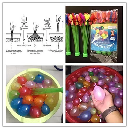 Pack of 3 (37 Ballons Each) 60 Seconds Fill & Automatic Tie Multi Colored Magic Bunch of Water Balloons No More Struggle or Hassle - Great Festival and Outdoor Water Sports Fun, 6 image