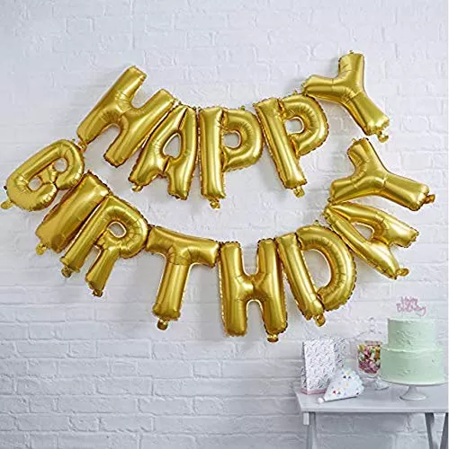 (16 Inch) Happy Brthday Letter Foil Balloon Brthday Party Supplies Happy Brthday Balloons for Party Decoration - Gold Golden, 3 image