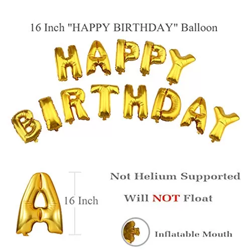 (16 Inch) Happy Brthday Letter Foil Balloon Brthday Party Supplies Happy Brthday Balloons for Party Decoration - Golden, 6 image