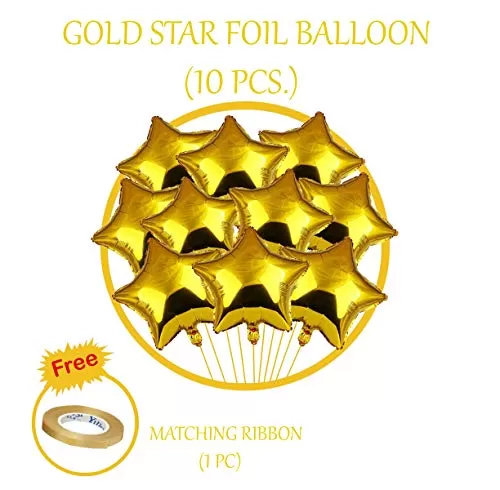 (Pack of 10) 18 Inch Golden Star Shaped foil Balloons / Star Shape Balloons for Decoration Brthday Balloons for Decoration - Golden, 3 image