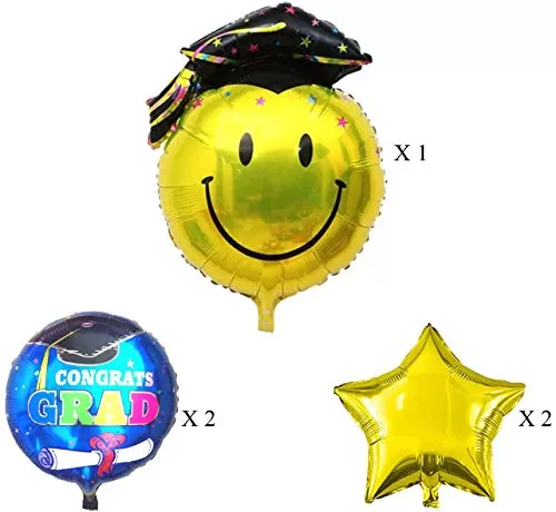 (Pack of 5) Graduation Ceremony Foil Balloons / Balloons for Wedding Decoration / Brthday Decoration Items Combo / Happy Brthday Foil Balloons for Brthday Party Supplies, 5 image