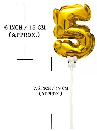 5 Number Foil Balloon Cake Topper Wedding Decor Party KDs Brthday Anniversary Cake Flags Supplies - Golden, 3 image