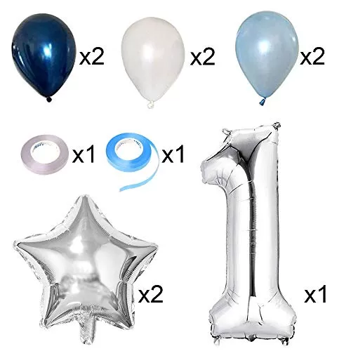(Pack of 11) Foil Balloons for Brthday Decoration Number 1 Balloons for Brthday First Brthday Decorations boy, 6 image