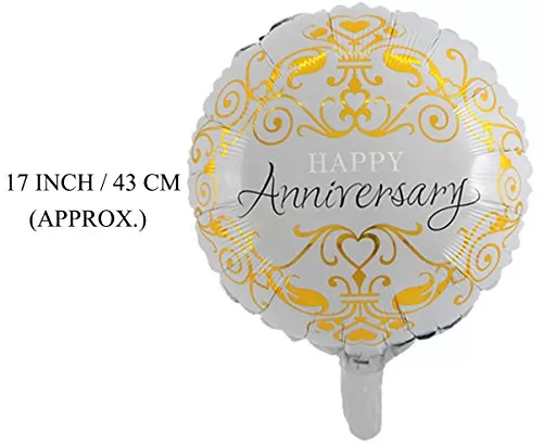 (Pack of 2) 17 Inch Happy Anniversary Round Foil Balloons / Happy Anniversary Balloons for Decoration / Brthday Theme Party Decorations (Design 1), 2 image
