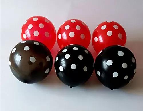 (Pack of 100) Black and Red Polka Dot Balloons- Pack of 100, 2 image