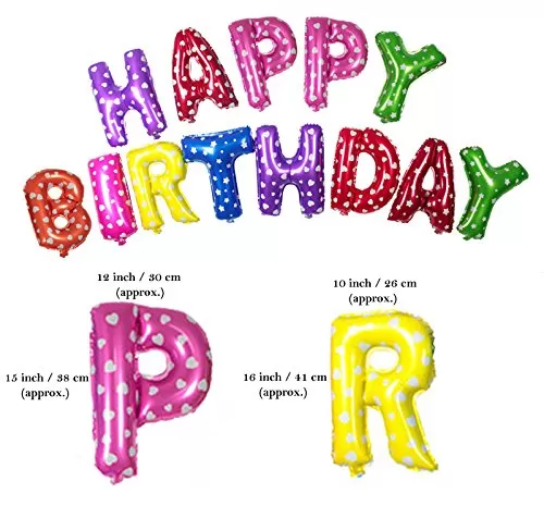 (16 Inch) Happy Brthday Balloons for Decoration /Happy Brthday Letters foil Balloons for 1st Brthday Party ( 13 Letters) - Multi Color-, 2 image