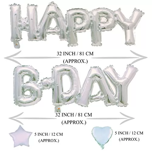 (10 inch) Happy Brthday Foil Balloons / Happy B-Day Balloons for Brthday Decoration / Brthday Party Supplies Combo - Silver, 2 image