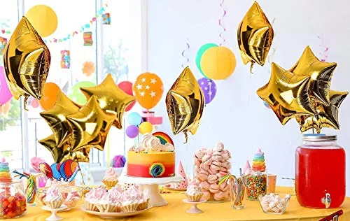 (Pack of 10) 18 Inch Golden Star Shaped foil Balloons / Star Shape Balloons for Decoration Brthday Balloons for Decoration - Golden, 5 image