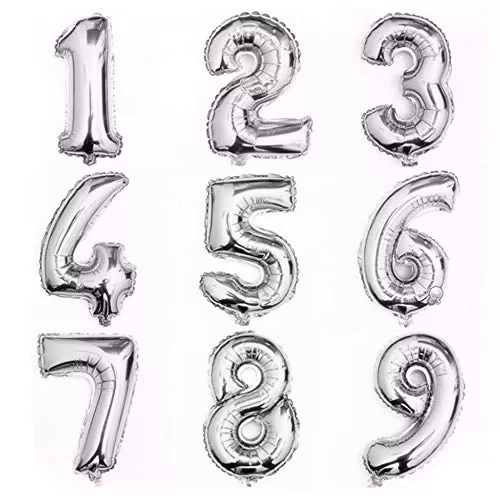 28" Inch 3 (Three) Number Foil Toy Balloon - Silver, 4 image