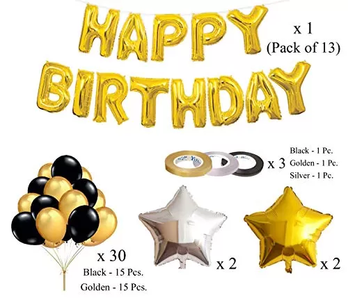 (Pack of 50) Happy Brthday Foil Balloon with Metallic & Foil Balloons / Happy Brthday Set / Brthday Decoration Items Combo, 5 image