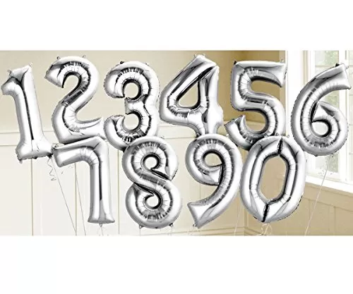 Number 2 Party Supplies/Theme Brthday Party Foil Balloons (Silver 17-Inch Length), 2 image