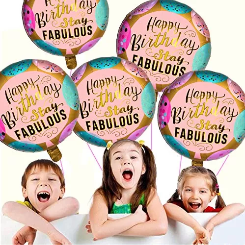 (Pack of 9) 18 Inch Happy Brthday Stay Fabulous Round Foil Balloons / Happy Brthday Balloons for Decoration / Brthday Party Supply / Happy Brthday Foil Balloons - Multi, 4 image