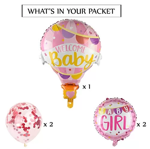 Welcome Small Girl Decoration Foil Balloon Small Shower Decoration Material Set Combo 1st Brthday Decoration Newborn Small Party Small Shower Party for Girls - Pink, 5 image