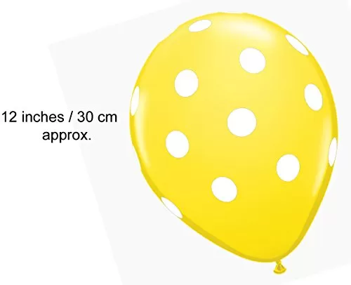 12 Inch (Pack of 30) Polka Dot Brthday Party Balloons - Yellow White dot, 2 image