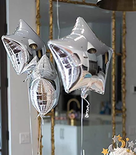 (Pack of 10) 18 Inch Silver Star Shaped foil Balloons / Star Shape Balloons for Decoration Brthday Balloons for Decoration - Silver, 5 image
