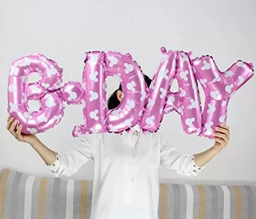 (10 Inch) Happy Brthday Foil Balloons / Happy B-Day Balloons for Brthday Decoration / Brthday Party Supplies - Pink, 4 image
