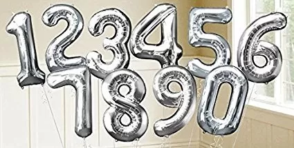 28" Inch 7 (Seven) Number Foil Toy Balloon - Silver, 2 image
