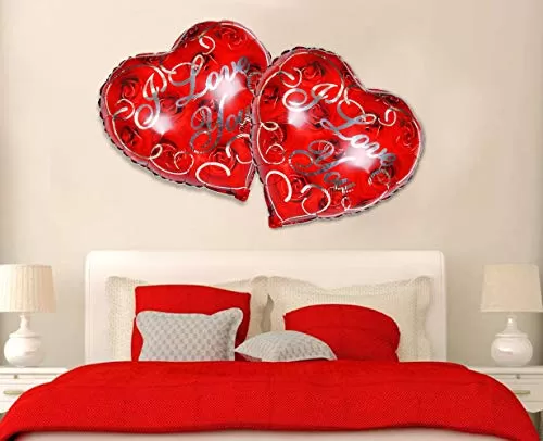 Hert ShapeI Love You Foil Balloons (Red_Pack OF 2), 5 image