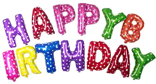 (16 Inch) Happy Brthday Balloons for Decoration /Happy Brthday Letters foil Balloons for 1st Brthday Party ( 13 Letters) - Multi Color-, 3 image