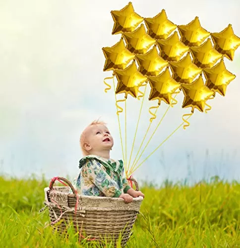 (Pack of 25) 9 Inch Star Shaped Balloons / Star Shape Balloons for Decoration - Golden, 5 image