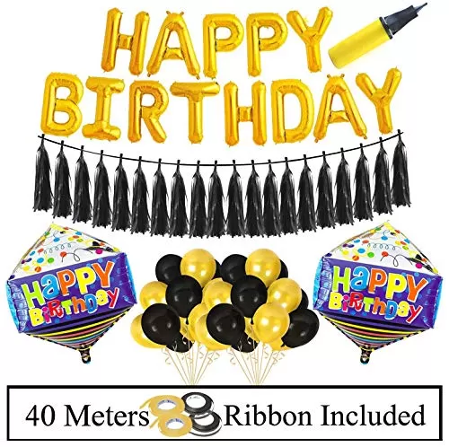 Happy Brthday Foil Balloons with Matching Tassel / Happy Brthday Set / Brthday Decoration Items Combo, 2 image