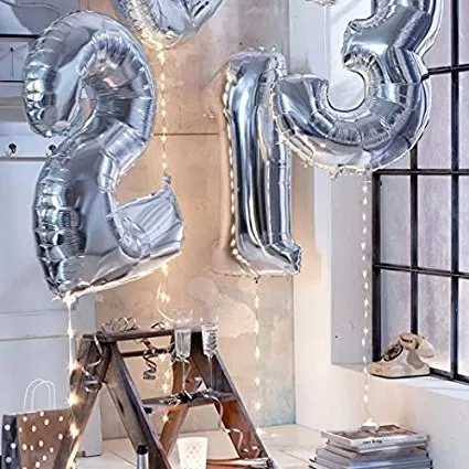 28" Inch 5 (Five) Number Foil Toy Balloon - Silver, 5 image