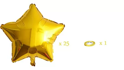 (Pack of 25) 9 Inch Star Shaped Balloons / Star Shape Balloons for Decoration - Golden, 4 image