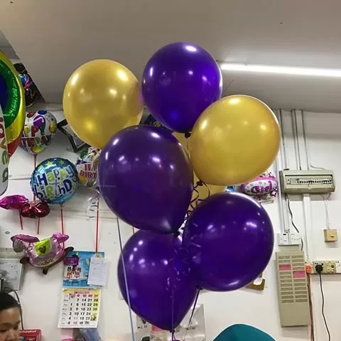 Metallic Balloons (Purple & Golden_10 Inch_Pack of 50), 3 image