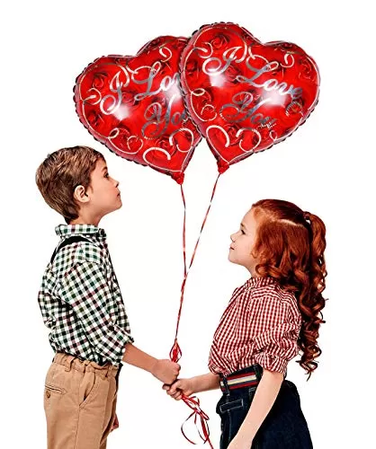 Hert ShapeI Love You Foil Balloons (Red_Pack OF 2), 3 image