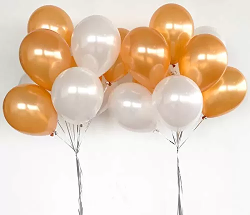 10 Inch (Pack Of 50) Metallic Balloons Orange & White for Brthday Decoration Decoration for Weddings Engagement Small Shower 1st Brthday Anniversary Party Princess Theme Brthday Party supplies Office Party- Pack of 50, 2 image