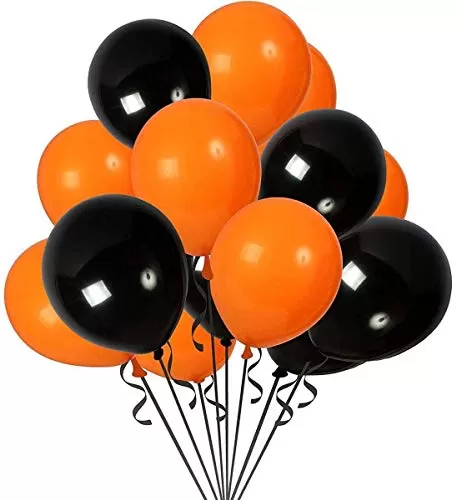 10 Inch (Pack of 100) Metallic Balloons Orange & Black with 40m Curling Ribbon for Brthday Decoration Decoration for Weddings Engagement Small Shower 1st Brthday Anniversary Party, 2 image