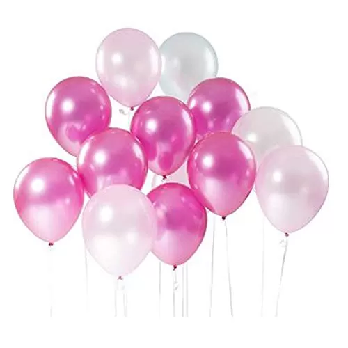 Crafts HD Metallic Balloons (Pink/White) 50pcs with 1 Handheld Balloon Pump, 2 image